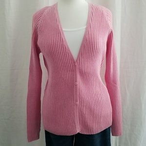 Gap Pink Ribbed Cardigan